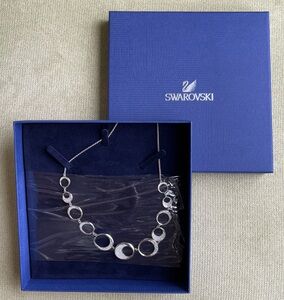 New in Box. Swarovski Crystal Ragtime Necklace Rhodium Plated Chain Pave